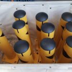 Steel Safety Bollard W/Chain Slots & Removable Cap, 4.5"D x 24"H
