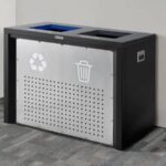 Two-Stream Recycling & Trash Station, 72 Gallon, Black