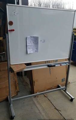 Mobile Reversible Whiteboard - 48"W x 36"H - Steel - Silver Frame