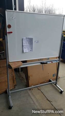 Mobile Reversible Whiteboard - 48"W x 36"H - Steel - Silver Frame