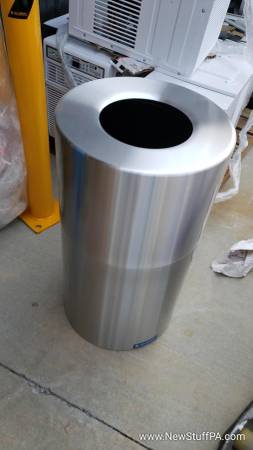Aluminum Round Open Top Trash Can, 35 Gallon, Satin Clear