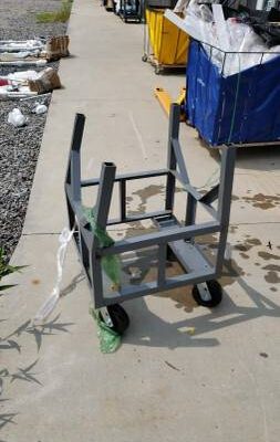 Heavy Duty 4 Steel Wheel Trolley Cart Rug Round Cylinder Transport