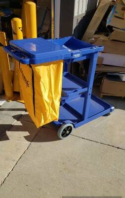 Rubbermaid? Janitor Cart Blue with 25 Gallon Vinyl Bag