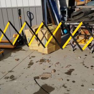 Expanding Steel/Aluminum Barricade, Yellow/Black, 37" H X 11.5' L,