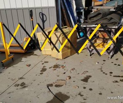 Expanding Steel/Aluminum Barricade, Yellow/Black, 37" H X 11.5' L,