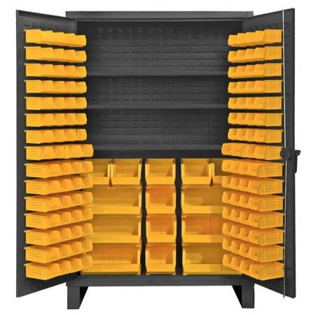 12 gauge Heavy Duty Storage Bin Cabinet w Shelves 48″W x 24″D x 78″H
