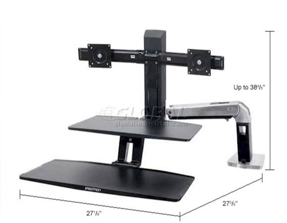 Ergotron WorkFit-A Dual Workstation with Suspended Keyboard