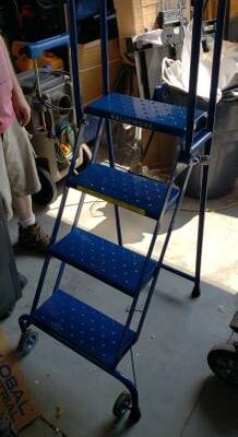 Ballymore 4 Step Lock-N-Stock Folding Rolling Ladder, 350 Lb. Cap