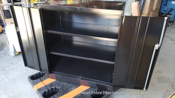 Tennsco 18″ x 36″ x 42″ Black Half Height Storage Cabinet w Solid Doors