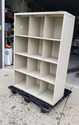Sandusky Cubbie Storage Cabinet 12 Openings 46"W x 18"D x 66"H, Putty