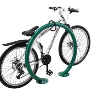 Circle Bike Rack, 2 Bike Capacity, Flange Mount, Green or black