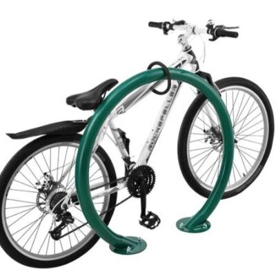 Circle Bike Rack, 2 Bike Capacity, Flange Mount, Green or black