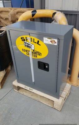 Wall Mountable, Flammable Spill Containment Cabinet Gray