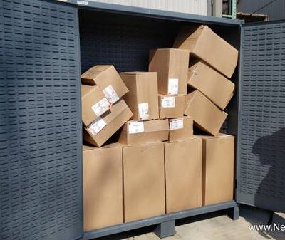 14 gauge Heavy Duty Storage Bin Cabinet w Bins 72"W x 24"D x 84"H