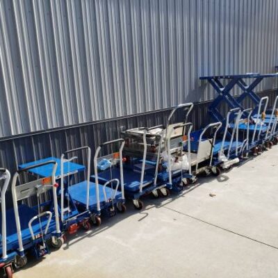 Assorted Sized Mobile Lift & Tilt Scissor Lift Tables