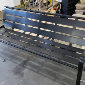 Black 72" Outdoor Slat Steel Park Bench with Back