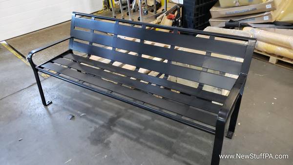 Black 72″ Outdoor Slat Steel Park Bench with Back