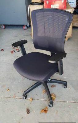 Mesh Back Chair w/ Mid Back & Adjustable Arms, Fabric, Black