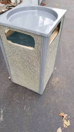 Stone Panel Trash Weather Urn, Gray, 24 Gallon, 17-1/2″ Square x 36″H