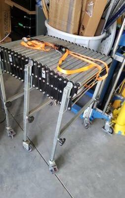 24 W Steel Roller Conveyor, Portable & Expandable, 2'8" to 8'6"L