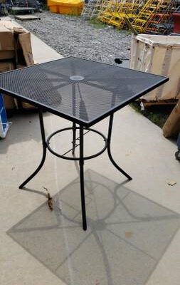 30" Square Outdoor Cafe Table, Steel Mesh, Black 29in tall