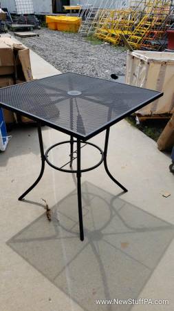 30″ Square Outdoor Cafe Table, Steel Mesh, Black 29in tall