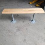 Locker Bench Hardwood Top w/Steel Tube Pedestals Bolt Down 48x 9.5x17