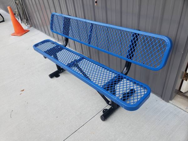 6′ & 8′ Outdoor Steel Park Bench Perforated Metal with and w/out back
