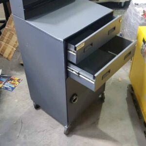 Durham Mfg. Mobile Cabinet Desk, 2 Lockable Drawers, 23"W x 20"D, Gray